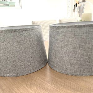 2 Allen + Roth  10-in x 15-in Light Gray Fabric Drum Lamp Shades